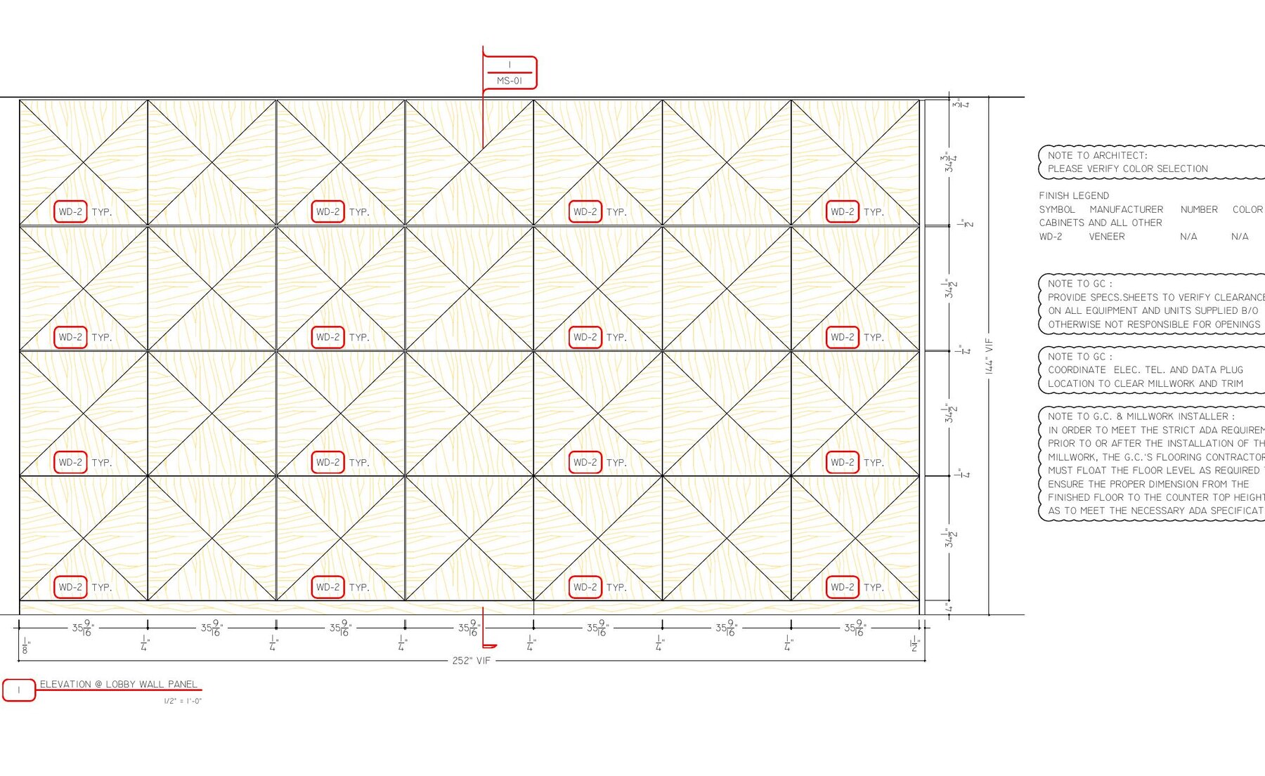 Anonymous AutoCAD feature wall elevation prepared for architectural millwork production